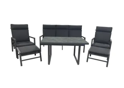 Produktbild von greemotion Gartenmöbel Set 6-teilig Canberra Garten-Essgruppe grau Aluminium wetterfest