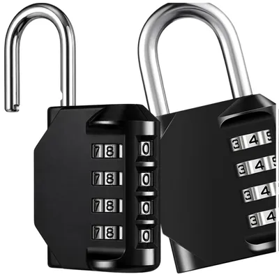 Produktbild von 64 mm Metall-Kombinationsvorhängeschloss, robust schwarz