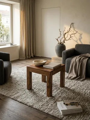 Produktbild von Couchtisch Massivholz Sheesham 45x40x45 cm Wohnzimmertisch braun Beistelltisch Naturorodukt Wohnzimmermöbel Unikat modern Massivholzmöbel Echtholz