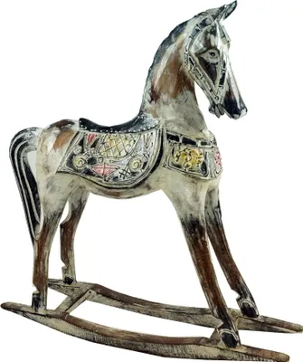 Produktbild von Geschnitztes Schaukelpferd, Dekoobjekt - Design 5, Creme-weiß, Holz, 52*50*13 cm, Tierfiguren