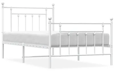 Produktbild von vidaXL Bettgestell mit Kopf- und Fußteil Metall Weiß 100x190 cm
