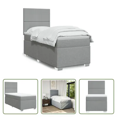 Produktbild von The Living Store Boxspringbett mit Matratze Hellgrau 90x190 cm Stoff