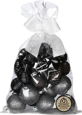 Produktbild von Weihnachtskugeln und Formen Kunststoff 5-7cm 30er Set - Schwarz Mix