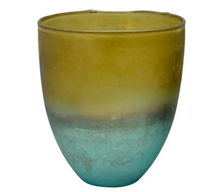 Produktbild von Windlicht VITREOUS türkis/gold Ø 16 cmx16x18cm