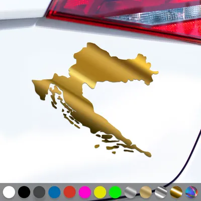 Produktbild von PantherPixel Kroatien Aufkleber Karte Umriss Croatia Hrvatska Sticker Auto Geschenkidee Farbe Chrom-Gold