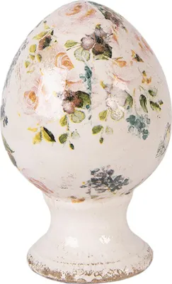 Image de Clayre & Eef Figurine de décoration Oeuf Ø 9x14 cm Beige Céramique