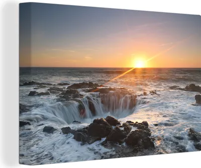 Produktbild von OneMillionCanvasses® - Leinwandbilder - 140x90 cm, Sonnenuntergang am Meer, Wandbilder Kunstdruck Wanddekoration
