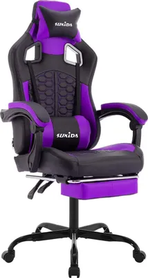 Immagine prodotto di Sedia da gioco ergonomica con poggiapiedi e poggiatesta, viola