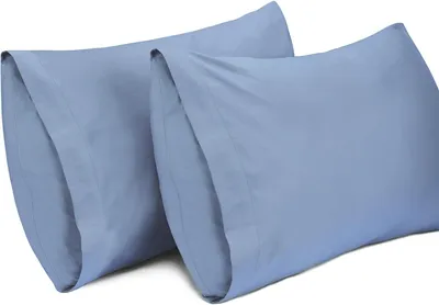 Image de Lot de 2 housses de coussin, 100% coton, respirantes, pour coussin de 50 x 75 cm, bleu gris clair