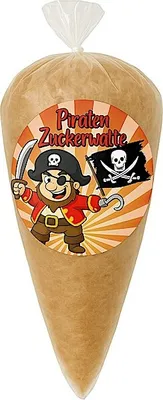 Produktbild von Piraten Zuckerwatte im Spitzbeutel – braun, 70g – Süßigkeit für Kindergeburtstag, Party oder Mitgebsel