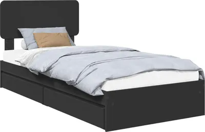 Zdjęcie produktu dla vidaXL Łóżko do przechowywania czarne 90 x 190 cm materiał drewnopochodny