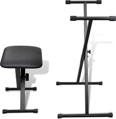 Produktbild von vidaXL Keyboardständer- und Hocker-Set Verstellbar