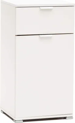 Immagine prodotto di Milani Home - comodino armadietto 1 anta e 1 cassetto 45 x 38 x 85 cm, bianco, truciolare bilaminato,  Italy