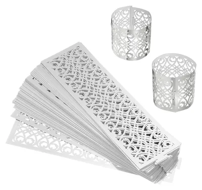 Image de Porte-serviettes - 50 pièces - Anneaux de serviettes en papier - Argent