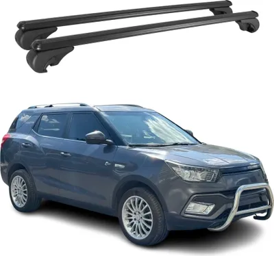 Image de Barres de toit Transversales pour Ssangyong XLV 2016-2024 Aluminium Noir