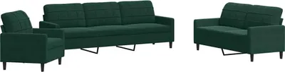 Produktbild von vidaXL 4-tlg. Sofagarnitur mit Kissen Dunkelgrün Samt