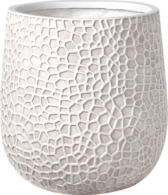 Produktbild von BELIANI Blumentopf Hellbeige Lehm-Faser-Mischung Rund 41x41x43 cm Modernes Design Großer Blumenkübel Übertopf Blumentrog Pflanzgefäß Indoor & Outdoor
