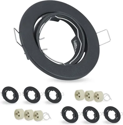 Produktbild von ZMH 6ER Einbaurahmen GU10 Set - Einbaustrahler Schwarz Einbauleuchte Rahmen GU10 Fassungen 230V mit Sockel Lochdurchmesser 50mm Einbauspots Schwenkbar