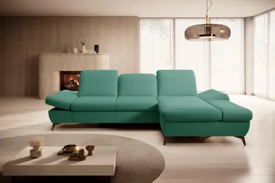Produktbild von Masseno Ecksofa FELICE R-S mit Schlaffunktion L-Form, Sofa mit Bettkasten, Wohnzimmersofa, Couch, Soffa, Bettsofa, Couchgarnitur- Grün, MATANA 23