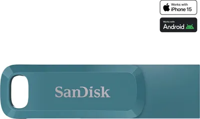 Produktbild von SanDisk Ultra Dual Drive Go, 1 TB, USB Typ-C, 3.2 Gen 1 (3.1 Gen 1), 400 MB/s, Drehring, Türkis