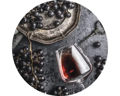Produktbild von Glasbild Wein und Trauben Ø 50 cm