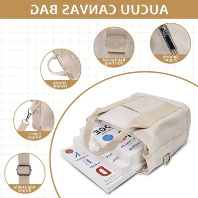 Tote Bag aus Canvas für Frauen - Handtasche, Schultertasche und Shopper mit Reißverschluss für Schule, Einkaufen und Reisen