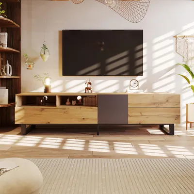 Obrázok produktu pre Fortuna Lai Moderná TV skrinka v kontrastných farbách so štruktúrou dreva 180 cm
