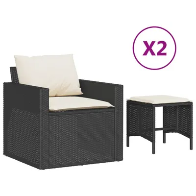 Produktbild von vidaXL 4-tlg. Garten-Sofagarnitur mit Kissen Schwarz Poly Rattan