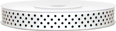 Produktbild von Satinband, gepunktet, weiß B:12 mm, L: 25 m
