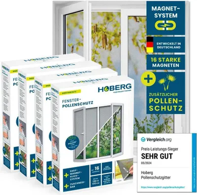 Produktbild von Hoberg Fenster-Pollenschutz mit Pollenschutz - 150 x 130 cm - 4er-Set