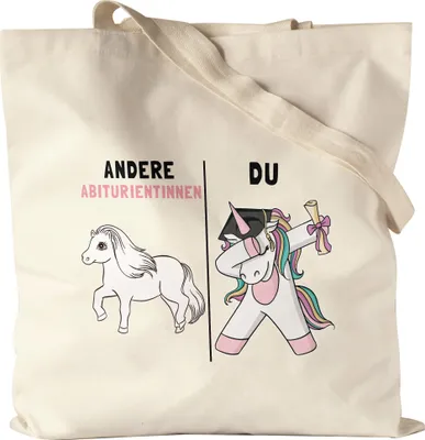 Produktbild von Andere Abiturientinnen Du Jutebeutel Stoffbeutel Canvas  Pferd Einhorn Geschenkidee Lustig Schulabschluss Abi