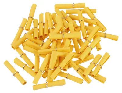 Image de Mini rouleaux de papier vintage pour messages - 100 pièces - Idéaux pour les travaux manuels et la décoration - Jaune foncé, dimensions 10x5 cm