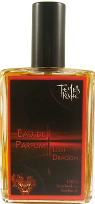 A bottle of perfume with a label.