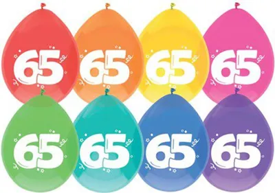 Zdjęcie produktu dla Balony Massamarkt 65 lat w opakowaniu zawierającym 8 sztuk