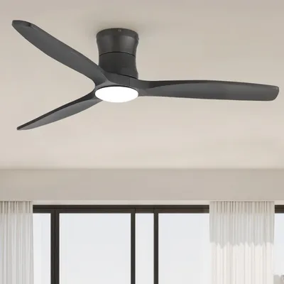 Produktbild von Sofucor Deckenventilator, modern, 132 cm, Massivholz, mit Licht，Schwarz