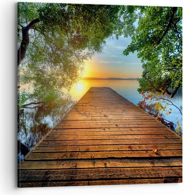 Produktbild von Bild auf Leinwand - Leinwandbild - Brücke See - 70x70cm - Wand Bild - Wanddeko - Wandbilder - Leinwanddruck - Bilder - Kunstdruck - Wanddekoration - Leinwand bilder - Wandkunst - AC70x70-3528