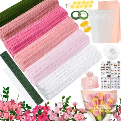 Produktbild von Chenille Stiele 450 Stücke, 6 Farben, für Basteln, 6 mm Stärke