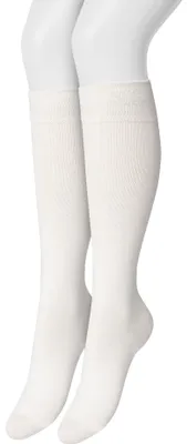 Productafbeelding van Bonnie Doon Dameskousen, knieleng, crèmekleurig, maat 39/42 – 2 paar – Knielange kousen – 2-pack – Multipack – Uitstekend draagcomfort – Knielang, gemaakt van katoen – Antislip – Effen kleur – ® gecertificeerd – Crème – Ecru – Crèmekleurig – Off-white – OL834302.110