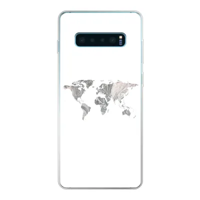 Produktbild von MuchoWow® Handyhülle Schutzhülle Hülle für Samsung Galaxy S10 Plus Weltkarte - Muster - Schwarz Silikon Softcase Handy Hülle - Schutzhülle