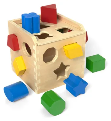 Zdjęcie produktu dla Melissa & Doug – kostki do sortowania, zestaw 12 sztuk, drewniana zabawka do sortowania według kolorów i kształtów, dla dzieci od 2 lat