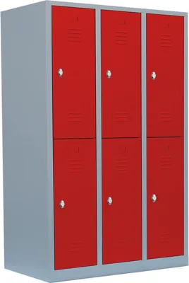 Produktbild von Spind Garderobenschrank doppelstöckig 3 Abteile 6 Fächer-Spint 523234