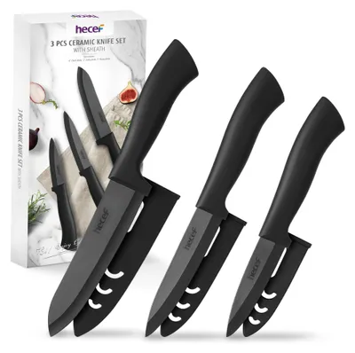Produktbild von Ein 3-teiliges Keramik-Messer-Set mit Schutzhüllen