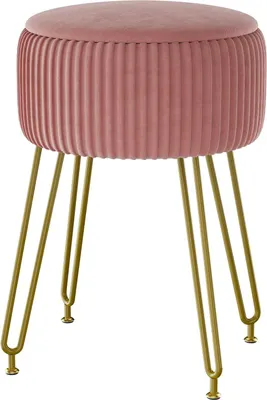 Produktbild von Aufbewahrungshocker Samt rosa, Stahlbeine, Schminkstuhl