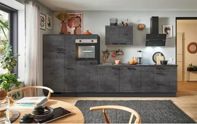Produktbild von PICCANTE Plus Küchenzeile ohne Geräte Casual 370 cm beton grafitgrau matt vormontiert Variante links 4067368012034