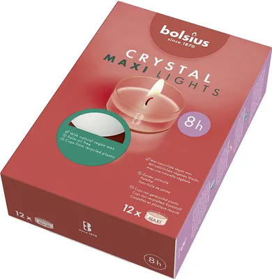 Produktbild von Bolsius Clear Cup Maxi Light 8h Box 12 | 6 Stück
