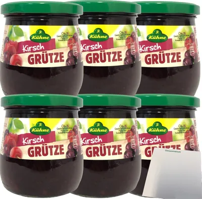 Produktbild von Kühne Rote Kirsch Grütze 6er Pack (6x375g Glas) + usy Block