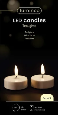 Produktbild von Lumineo LED-Teelicht weiss 5,5 cm Set2