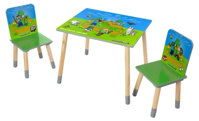 Immagine prodotto di MINECRAFT - Set di sedute, composto da un tavolo e due sedie, mobili per bambini dal design colorato