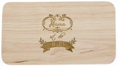 Produktbild von Holzschneidebrett mit Elmscheibe, Mutter ist die beste, Holzschneidebrett, Geschenkidee für Mutter