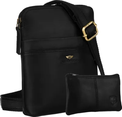 Obrázek produktu pro Peterson pánská kožená crossbody taška černá 20x17 cm